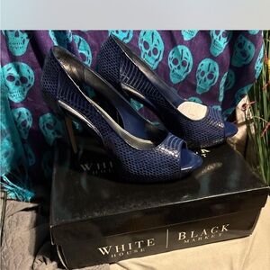 White House Black Market Blue Peep-Toe Heels